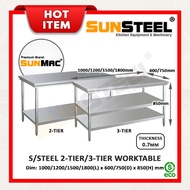 【SUNSTEEL】100CM/120CM(4FT)/150CM(5FT)/180CM(6FT) Stainless Steel Kitchen Worktable / Meja / Working 