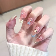 Wearing Nails High-End Cute Hand-Painted Cute Puppy Bow Manicure Nude Powder Gradient Wearable Fake 