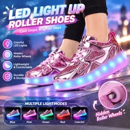 XONGT new two wheels shoes Heelys Rechargeable LED light shoes for kids and adults detachable roller