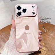 1pc Customized Name, Pink Gold Marble Minimalist Apple Design Creative Personalized Phone Case Compa