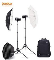 Godox 2pcs AD300Pro AD300 PRO 300W Out Door Flash Dual Flashes Backpack Softbox Light Stand Umbrella
