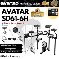Avatar SD61-6 9-Piece Mesh Kit Electric Drum Set with Independent Hi-hat Stand