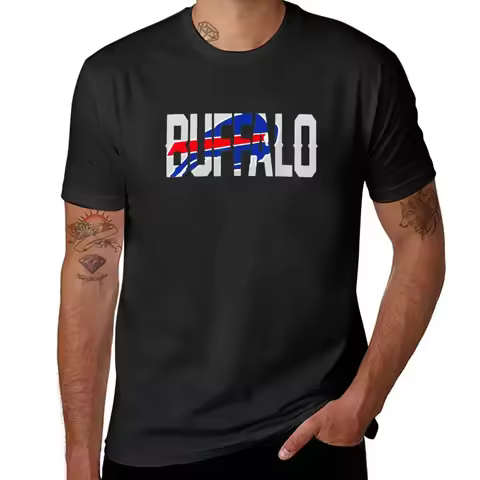 New edition tees summer clothes mens graphic t-shirt pack Buffalo Football Buffalo-Bill Team Men Gif