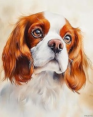 VNUIEHG Paint by Number for Adults Beginner, Cavalier King Charles Spaniel Dog Oil Painting, Cute Do