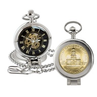 Coin Pocket Watch with Skeleton Movement | Gold Layered JFK Bicentennial Half Dollar | Genuine U.S.