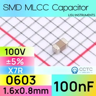 100nF 0603 100V X7R ±5% SMD MLCC Ceramic Capacitor CCTC TCC0603X7R104J101CT