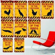 BEWARE of Cat Retro Metal Plates, Yard, Zoo, Kitchen Signs, Turtle, Bird Wall Art Decor, Bat, Wolf V