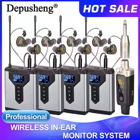 Ear monitoring wireless system Stereo UHF in T9 1/2/4 transmitter and receiver of live music stage p