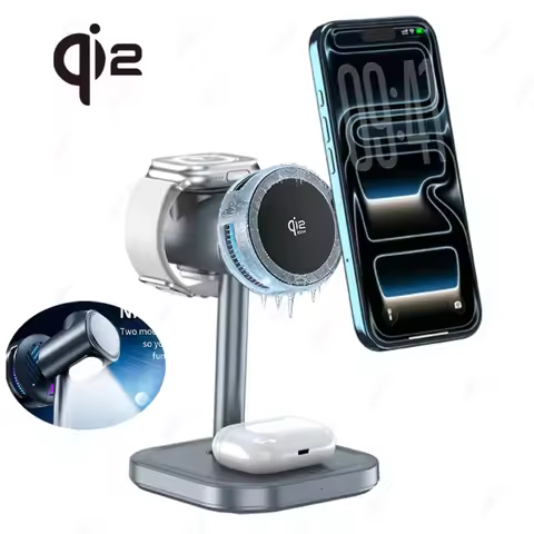 ICE Cooling Qi2 Rotation Magnetic Wireless Charger Stand Fast Charging For iPhone 17 16 15 14 13 Pro