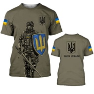 Ukraine Flag Shirt Mens T-Shirt Tops Ukrainian Army Camouflage Short Sleeve Jersey Summer O-Neck Ove