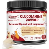 ZEBORA Glucosamine Chondroitin Joint plement for s, 270g, 90 Scoops | With M, Omega 3, and Collagen,
