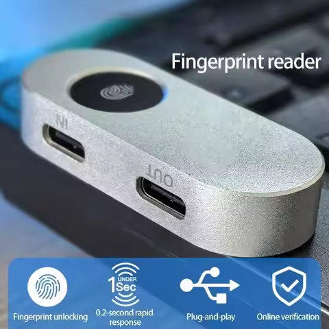 Windows Hello Fingerprint Reader USB,0.2s Unlock Biometric Login Device for PC Laptop, Plug&Play Win