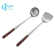 Wok Spatula and Ladle Tool Set, 17 Inches Spatula for Wok, Stainless Steel Wok Spatula