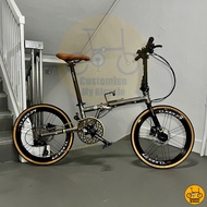 Fnhon Gust 22” • 9 Gears Shimano Litepro Schwalbe Foldable Folding Foldie Fold Bike Bicycle 451 Titanium Gold Dahon Tern