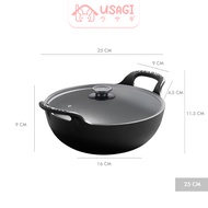 USAGI OFFICIAL - Cast Iron Stew Pot + LID 20 CM / Sukiyaki Pan / Bowl Pot Fry Pan Skillet / Wajan Be