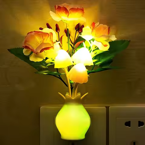 LED Mushroom Lamp LED Night Lamp Novel 7-color Night Lamp 220V EU Plug Sensing Dream High Grade Pome