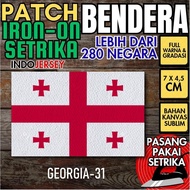 Indojersey Patch Flag GEORGIA Iron-On Canvas Sublimation Square Box 7 x 4.5 cm T-shirt Jersey Jacket