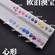 Fashion Trendy Heart-Shaped Opal Opal Opal Gem Opal Stud Earrings Ear Bone Stud Small Ear Nail Assis