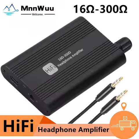 HiFi 16-300Ω Headphone Amplifier 3.5mm Audio Amplifier Stereo Adjustable Headphone Volume Amplifier 