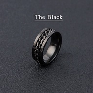 แหวน แหวนเท่ๆผู้ชาย แหวนแฟชั่น แหวนโซ่ หมุนได้ 5 สี แหวนสแตนเลส สตีล แท้ 100% ผิวเงาสวย ดีไซน์แบบเรียบง่าย