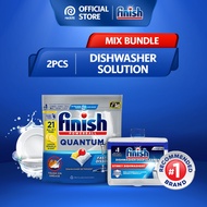 [Mix Bundle of 2] Finish Quantum All In One Dishwasher Tablet 21 Tabs + Finish Dishwasher Machine Cl