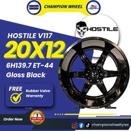 *SET*HOSTILE Gloss Black 117 20x12jj ET-44 6H139.7 Sport Rim for 4x4 with (4pcs)