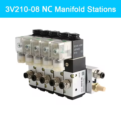 220V 24V 110V 12V Multi Option 3V210-08 Pneumatic Solenoid Valve Block with Fitting,3 port 2 positio