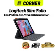 Logitech SLIM FOLIO iPad Keyboard Case , Bluetooth,  Wireless Keyboard suits for 7,8,9,10th gen