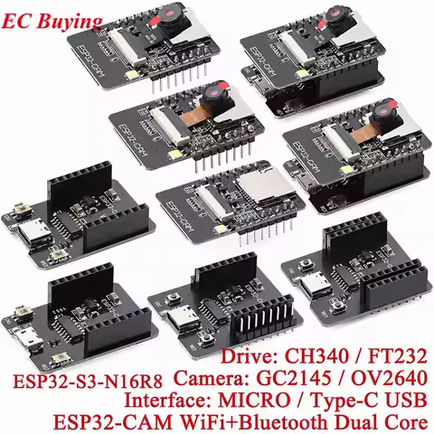 ESP32-CAM-MB ESP32 Serial to WiFi BLE Type-C MICRO Camera Module Development Board CH340 FT232 GC214