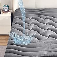 SLEEP ZONE Waterproof Mattress Pad Queen, Breathable Mattress Topper Quilted Fitted Cover Protector 