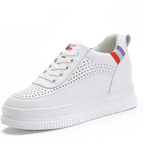 2025 Genuine Leather Heel High Height Increased Spring Autumn Summer Shooes 7cm Breathable Platform 