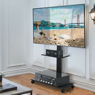 Mobile TV Stand on Wheels Tilt Rolling TV Stand with Media Shelf for 32"-65" LED LCD Flat Screen TVs
