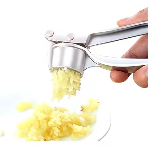 Garlic Press Mashed Garlic Crusher Peeler Chopper Garlic Puree Maker Heavy Duty Stainless Zinc Alloy