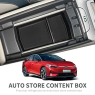 for VW ID.7 ID7 Armrest Storage Box ABS Car Central Tray Organizer Accessories Tidying Black