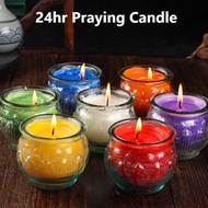 【SG Seller】7 Colour Lotus Ghee Candles Smokeless Glass Cup 24 Hours Home Use Ghee Candle Lamp Tealig