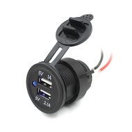 Portable 12V Car Motorcycle Power Adapter Dual USB Charger