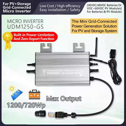 1200W Hybrid Micro Inverter Solar PV/Battery input 20-60V,Output 180~265VAC with WiFi &Anti-Backflow