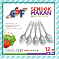 12 PCS STAR MOTIF TABLE SPOONS / 12 PCS STAINLESS TABLE SPOONS / 1 DOZEN STAR MOTIF TABLE SPOONS / G