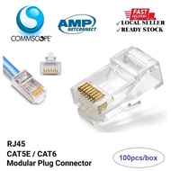 100PCS Commscope AMP Tyco RJ45 CAT5E CAT6 8P8C Modular Plug Network Connector - CAT5E/8P8C OR CAT-6/