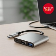 4K HD USB C Hub 31,100W PD,。  4K HD USB C Hub 3 dalam 1, Pengecasan 100W PD, Sarung Aluminium untuk 