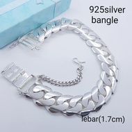 (Tp480)925silver original silver bangle for men pure silver perak tulen gelang lelaki