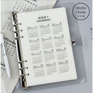 2021 & 2022 A5 Calendar Loose Leaf Binder 6 Holes Notebook Index Divider Planner Notebooks