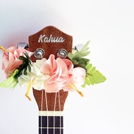 Ukulele lei / pink hibiscus, Ukulele gifts, Ribbon leis, Ha