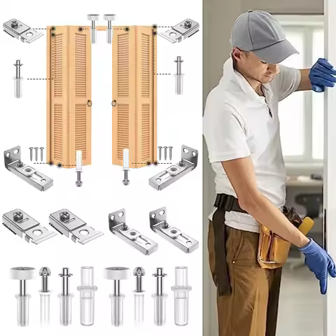 2Pcs Bifold Door Hardware Repair Kit with Pivots Bifold Closet Door Hardware Kit Sliding Barn Door H