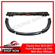 Toyota Vios 2013-2017 GEN 3 Front Bumper Lip Chin with Rear Bumper Diffuser (Black) cfy
