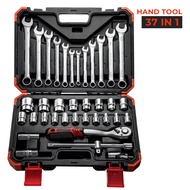 Kunci Pas Shock Ring Set Tool Kit 37 Pcs 1/2 Inch Socket Wrench Obeng Peralatan Universal - 6689