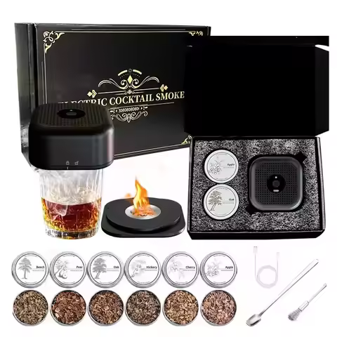 Whiskey Cocktail Smoke Infuser Electric Champagne Smoke Kit With 6 Wood Chips Rechargeable Cocktail 