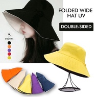 Fashion hat folding wide hat UV double-sided UV cut color is very cute