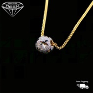 SMS DEEN Ball Rhodium V-Chain, ±4.5GM - Gold 916 Emas - Rantai Leher-V (Info: L:±43CM - 4.70GM)