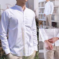 (ไซส์ M-6XL) เสื้อคอจีนแขนยาว 15 สี CHOW LONG OXFORD - RALPH T OFFICIAL เสื้อเชิ้ตคอจีน เสื้อคอจีนชา